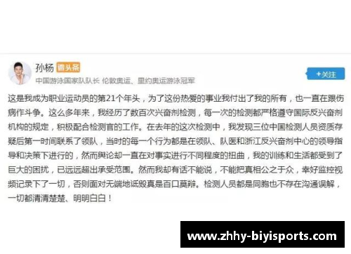 必一运动孙杨回应拒检风波：监控证明一切清清楚楚 - 副本